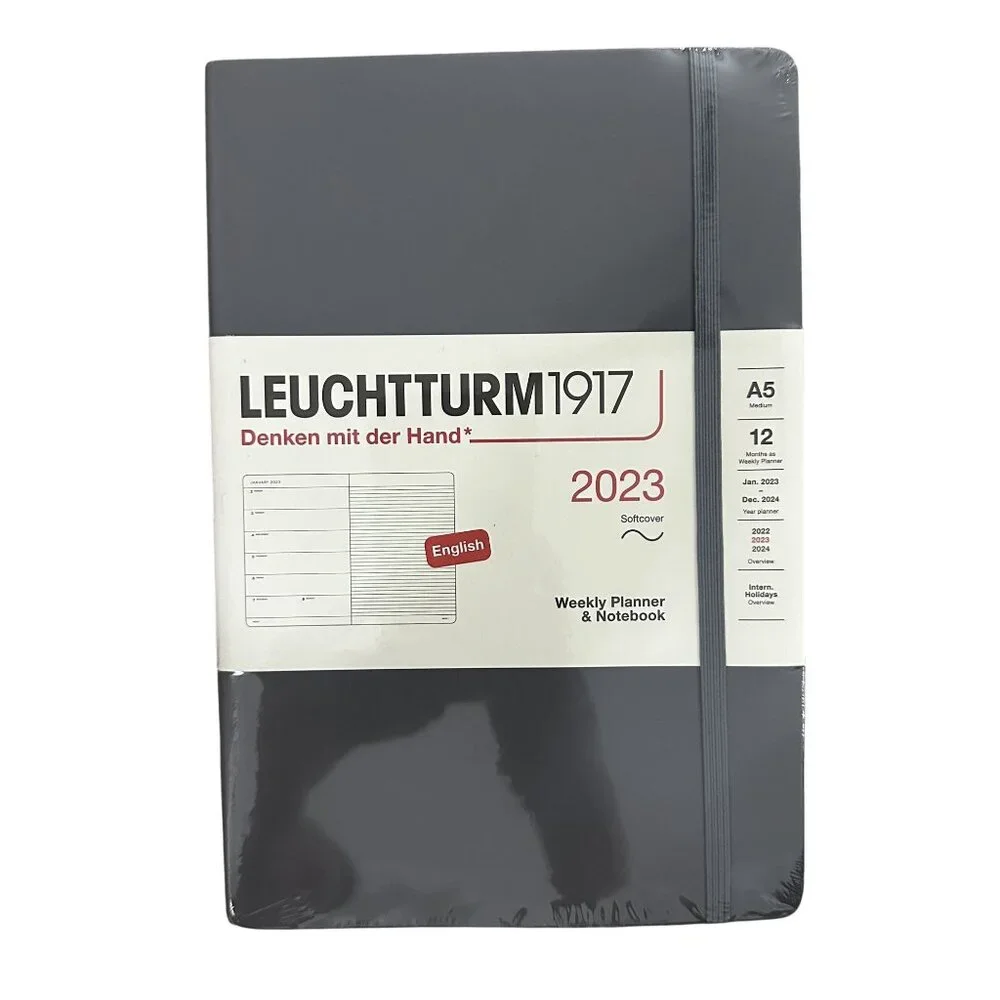 LEUCHTTURM1917 Weekly Planner Notebook Softcover Medium A5 2023 Anthracite Gray